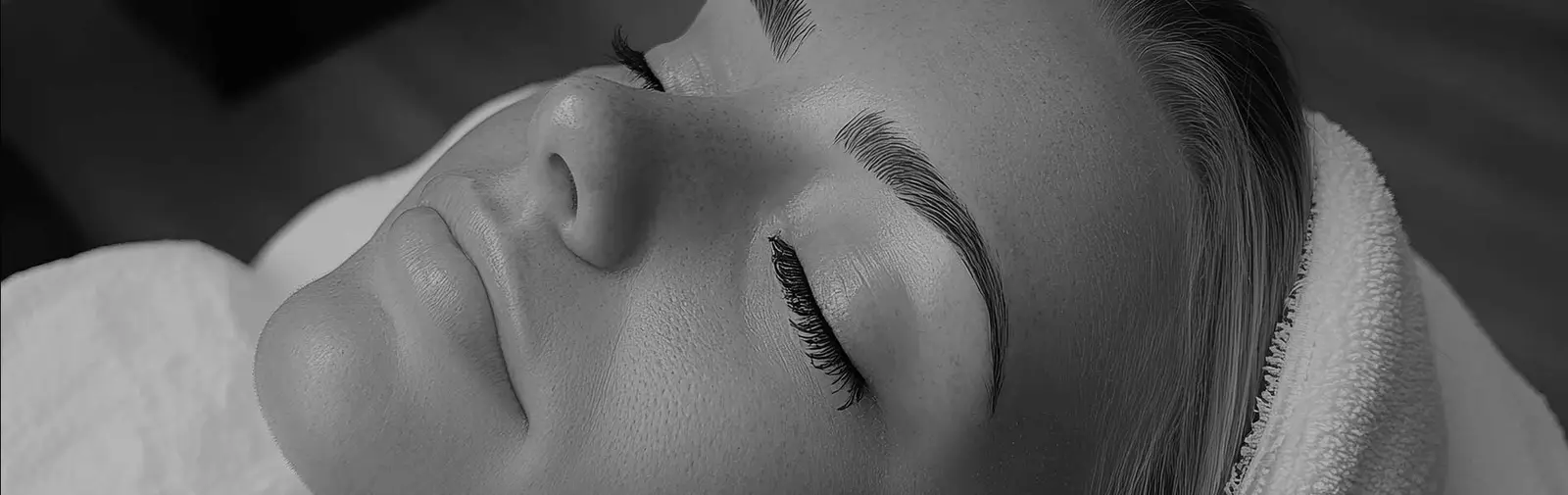 Client relaxing during an eyelash extension appointment