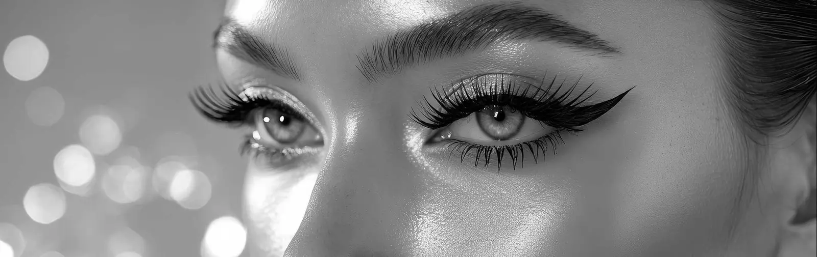 Dramatic winged eyelash extensions close-up